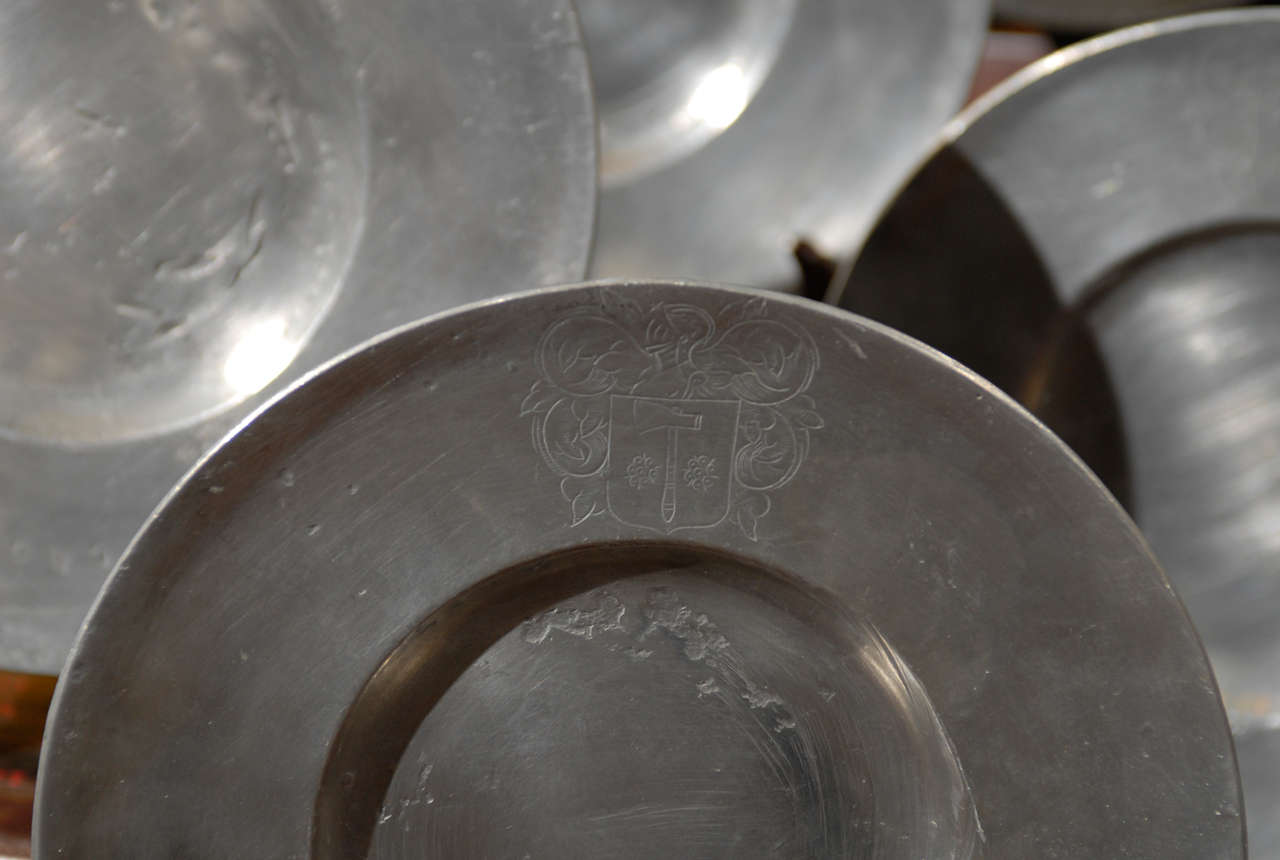 French Set of 8 18th Century Pewter Plates