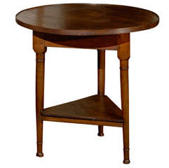 Antique Small, Round Oak and Ash Table from France