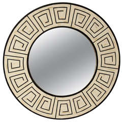 21st c bone and horn round mirror