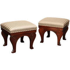 Two French Stools, One with a Chateau Stamp the Other of a Later  Date