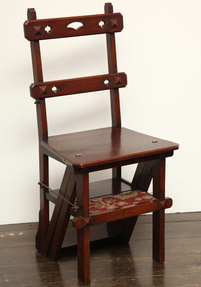 Late 19th century English, library step chair.