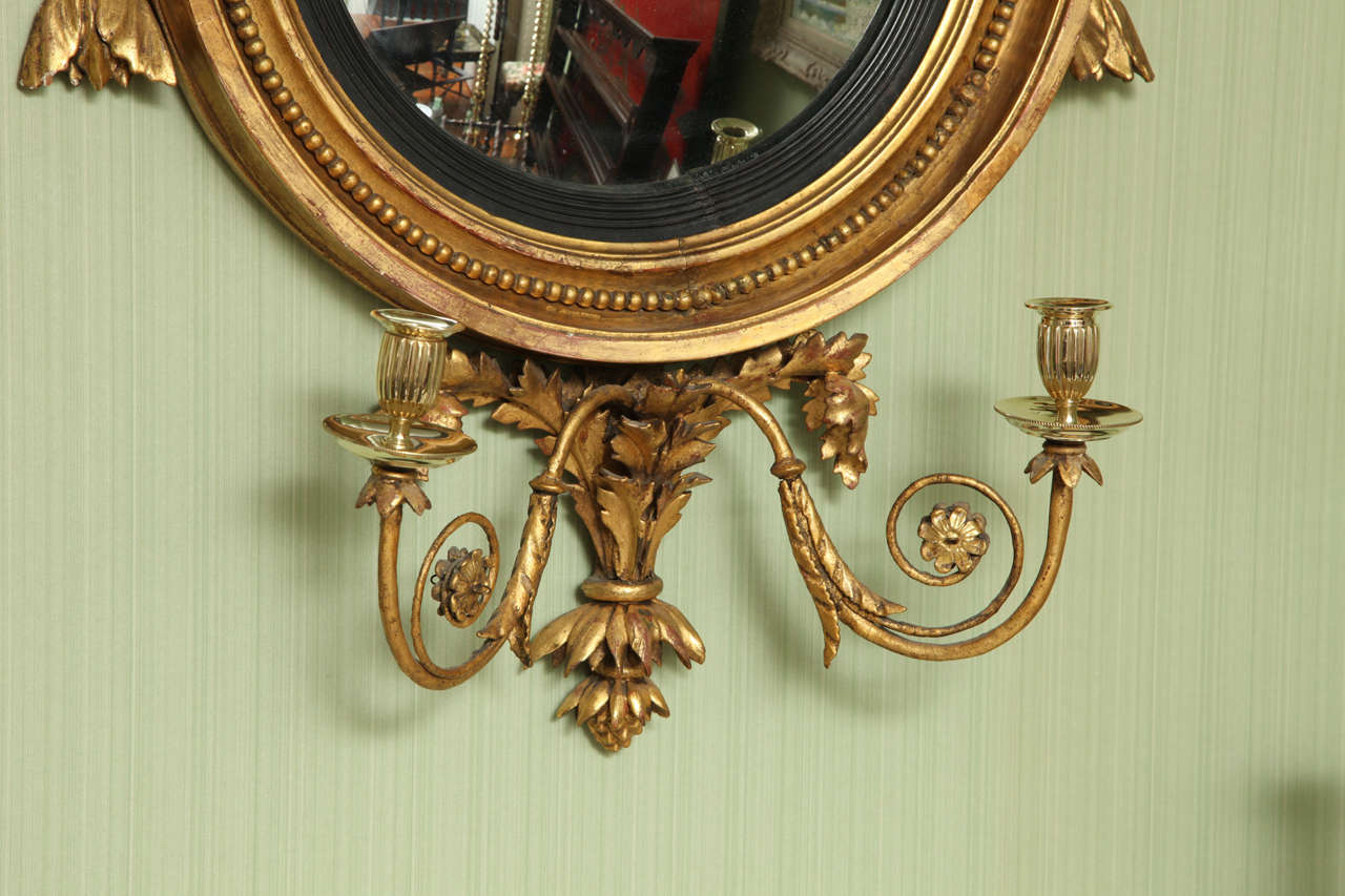 Antique Regency Giltwood Convex Mirror, English c.1810 In Excellent Condition In New York, NY
