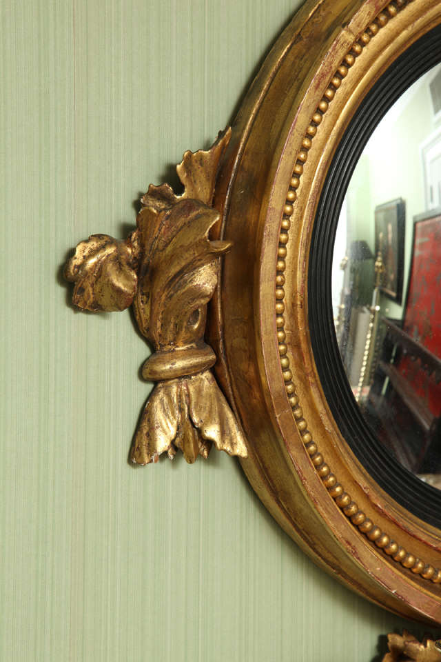 19th Century Antique Regency Giltwood Convex Mirror, English c.1810