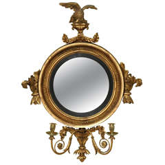 Antique Regency Giltwood Convex Mirror, English c.1810