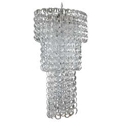 Large Oval Giogali Chandelier In Clear Murano Glass