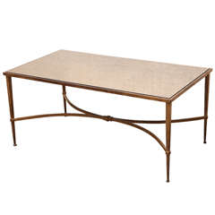 A Gilt Bronze and Smoked Mirrored Top Low Table by Ramsay, France c. 1950