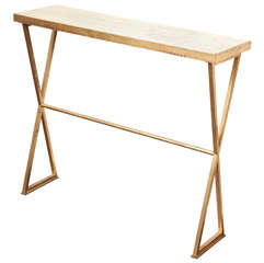 A Gilt Bronze and Travertine Console Table, France c. 1970