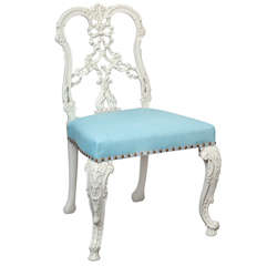 A Pair of George III Chippendale Carved and Painted Style Side Chair