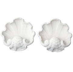 A Pair of Carved Plaster Shell Form Sconces