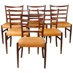 Set of Danish Six Rosewood Slatted Back Chairs