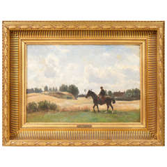 Danish 19th Century Painting of Man and Horse