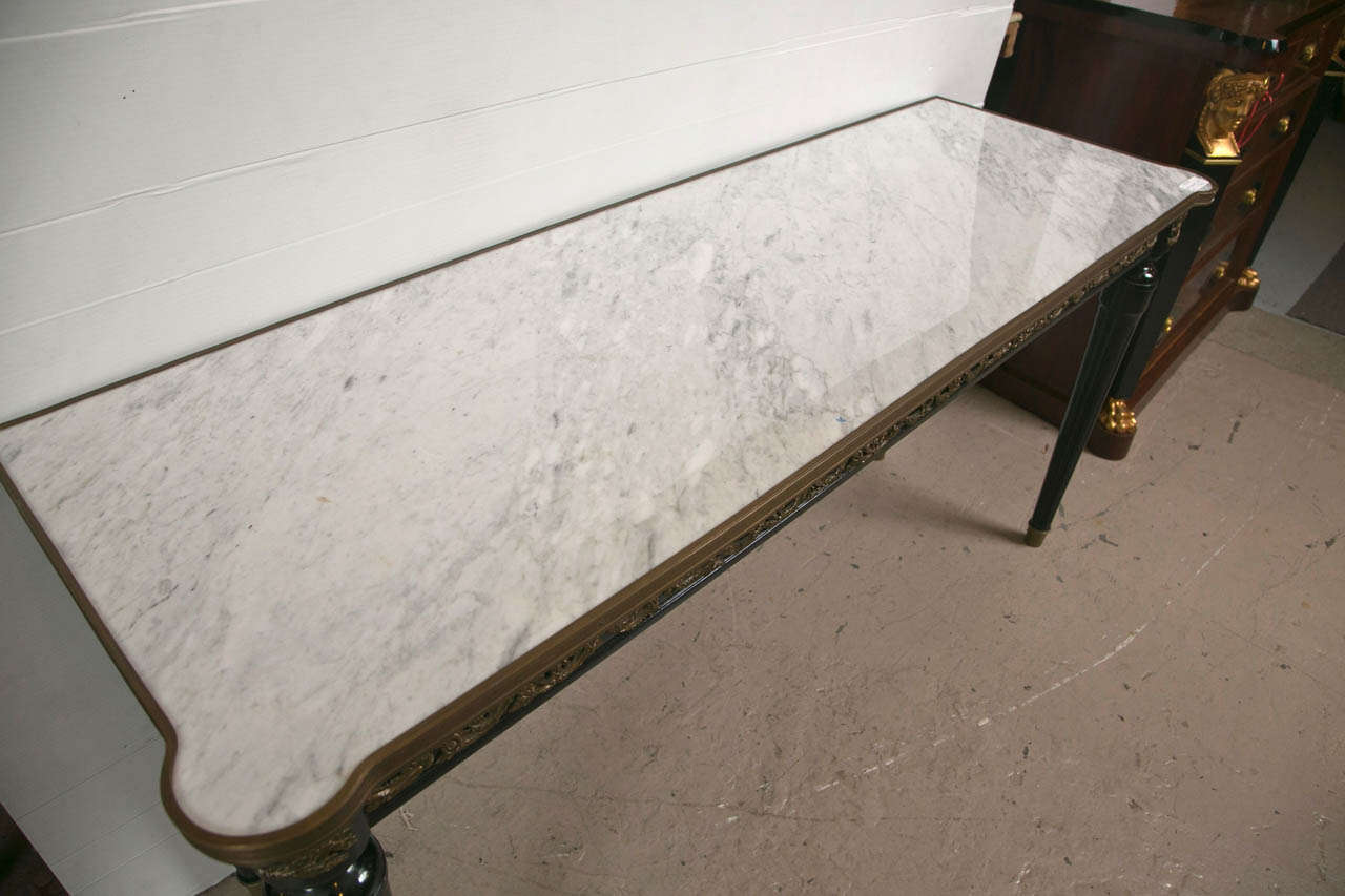 French Directoire Style Marble Top Console Table By Jansen In Good Condition In Stamford, CT