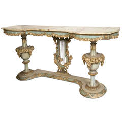 Italian Carved and Painted Onyx Top Console Table