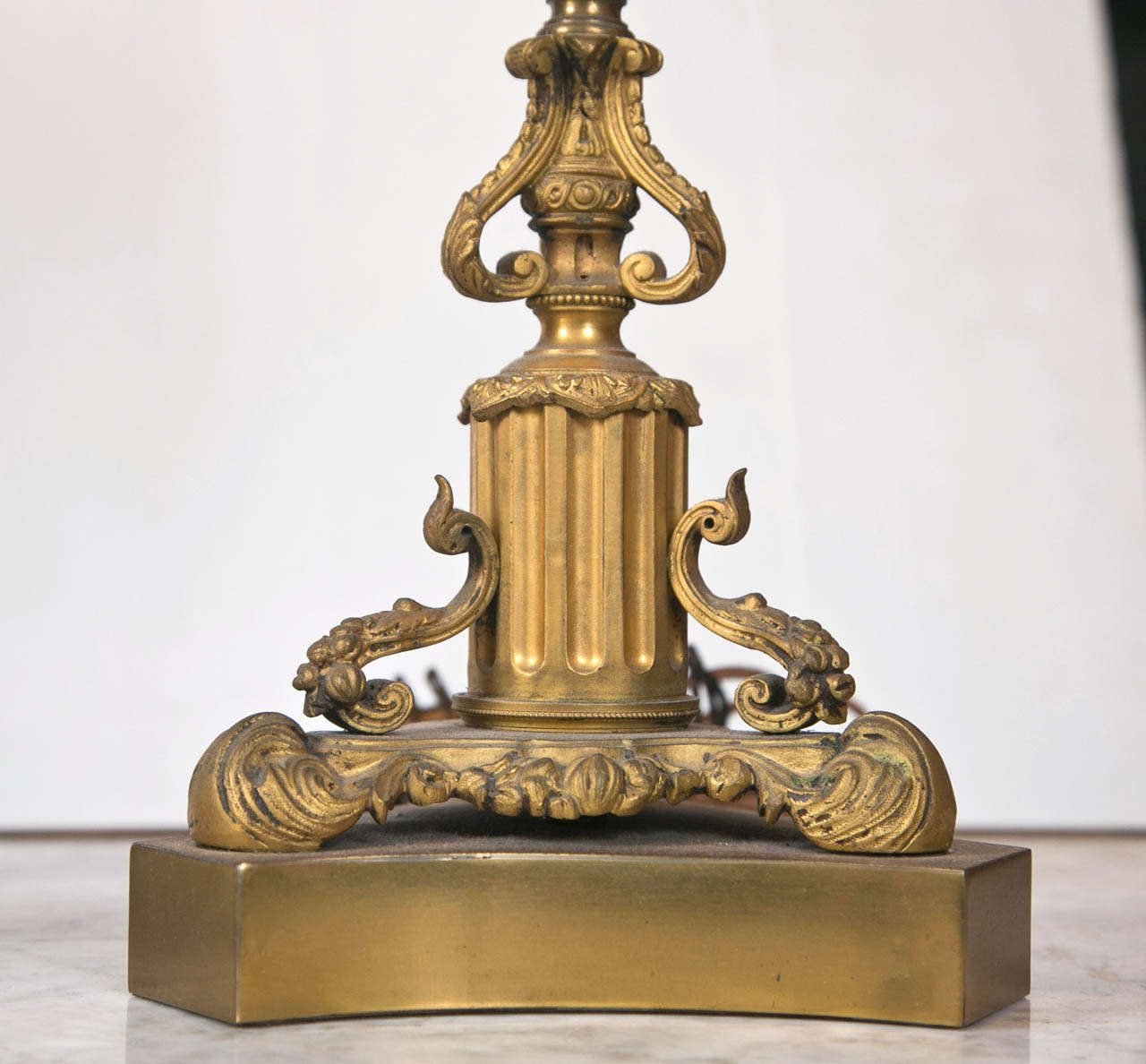 Rococo Pair of Dore Bronze Candelabra Lamps