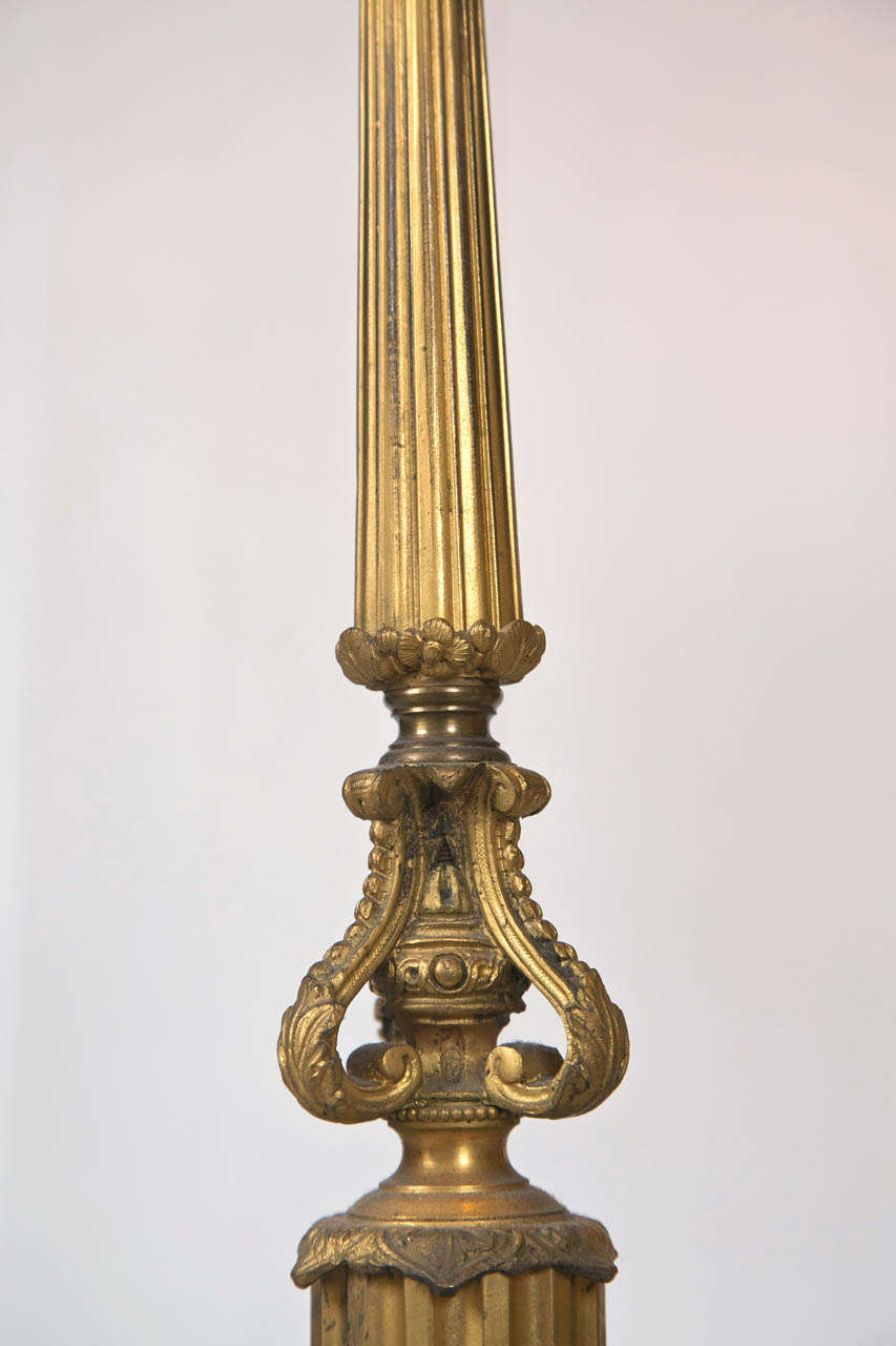 French Pair of Dore Bronze Candelabra Lamps