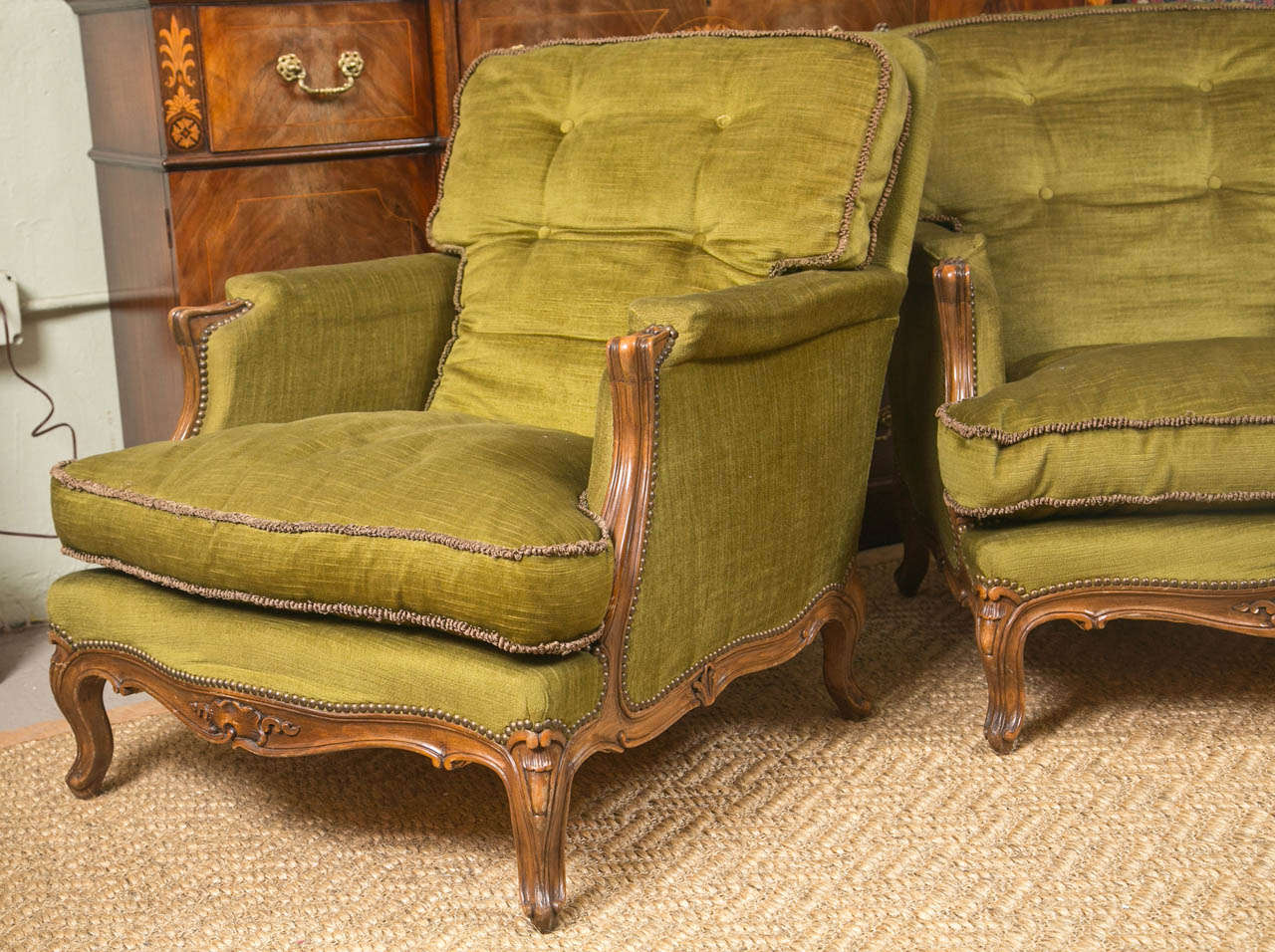 Pair of Louis XV Style Bergeres attrib to Jansen In Good Condition In Stamford, CT