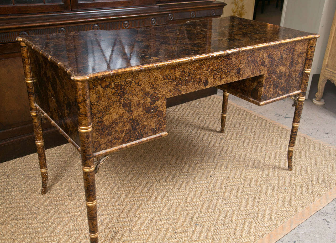 Mid-20th Century Tortoise Shell Faux Decorated Desk