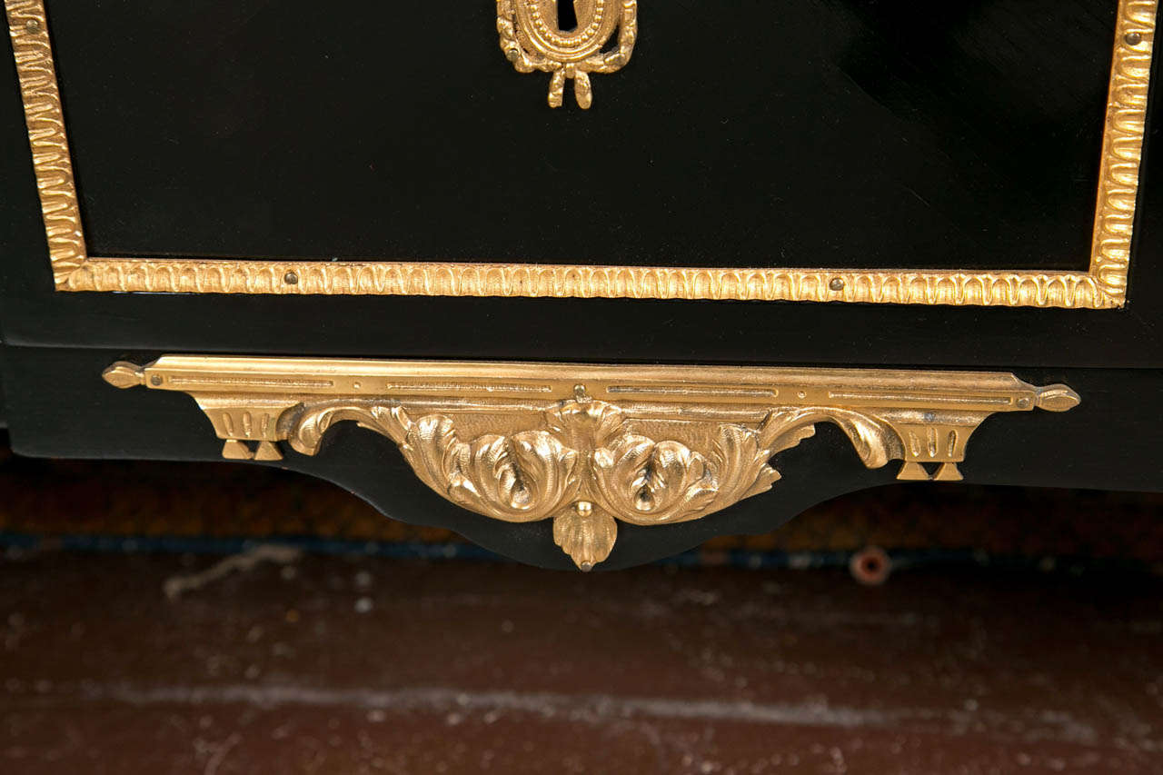 Maison Jansen Marble-Top Ebonized Commode Heavy Bronze Mounts Louis XVI Style 2