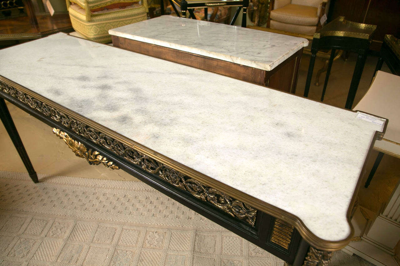 Louis XVI Maison Jansen Bronze Mounted Marble Top Console Table