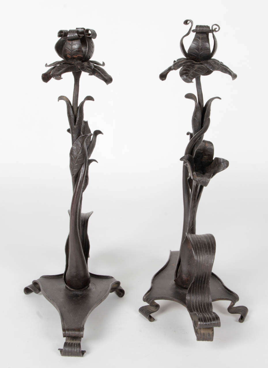 OTTO ECKMANN attr.  (1865-1902)  Germany 

Pair of candlesticks c. 1900

Hand-wrought iron with floral and foliage design 

H: 12 ¼” x W: 8 ¼” 

Otto Eckmann (19 November 1865 – 11 June 1902) was a German painter and graphic artist. He was a