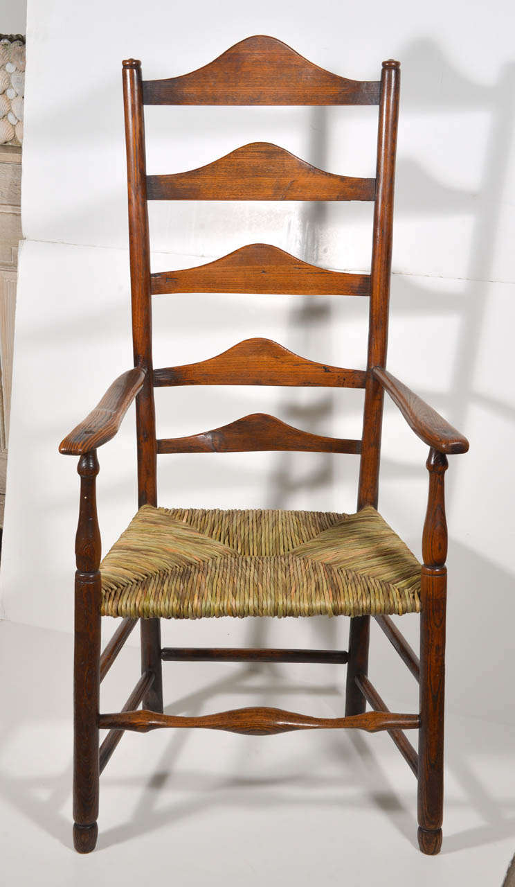 English ladder back chair with new rush seat.