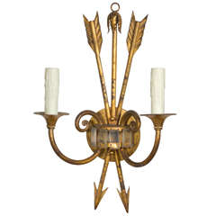 Pair of early 20th C. Gilt Arrow Sconces