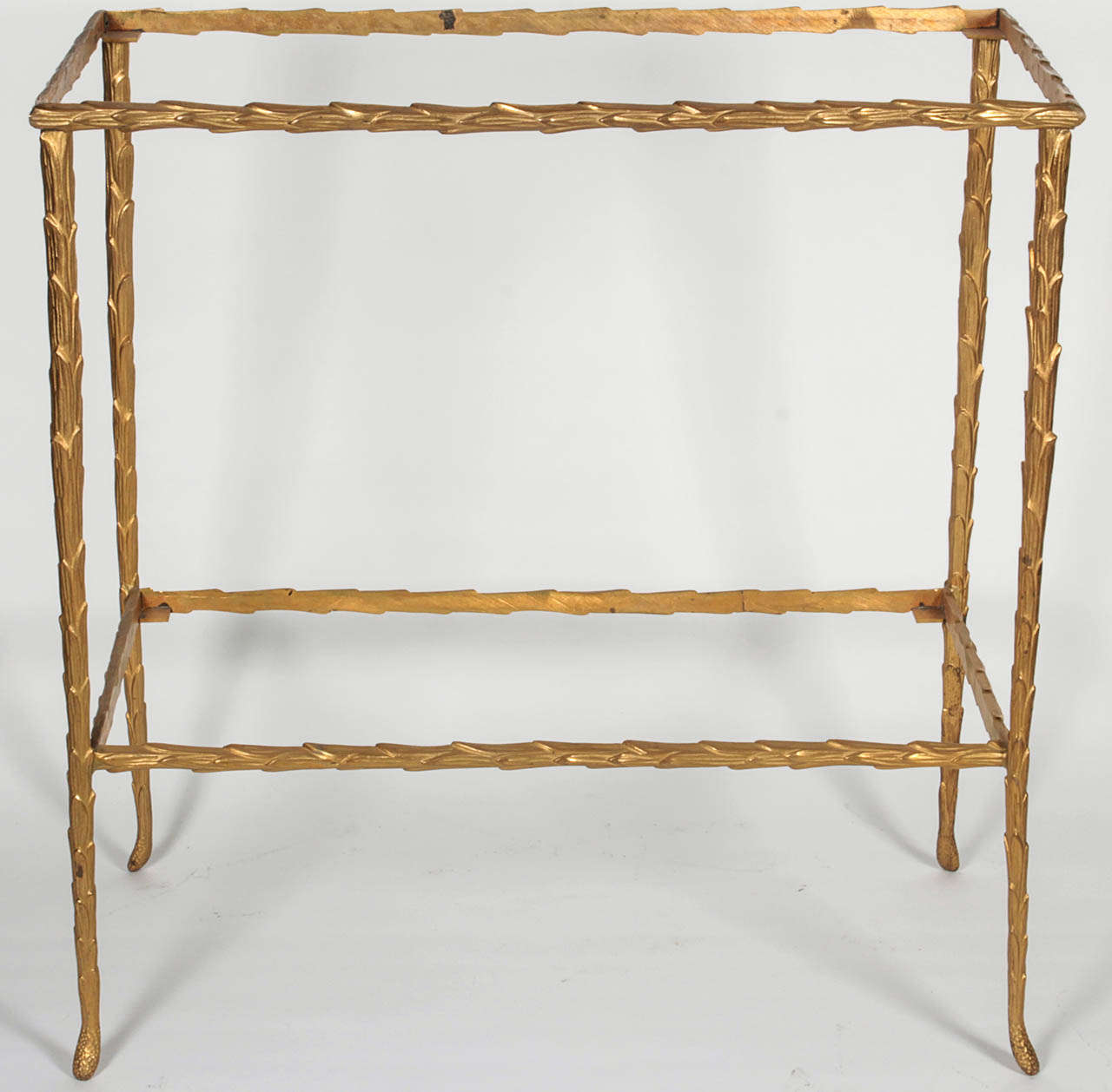 Mid-Century Modern Bronze Faux Bamboo Small Table attributed to Bagues