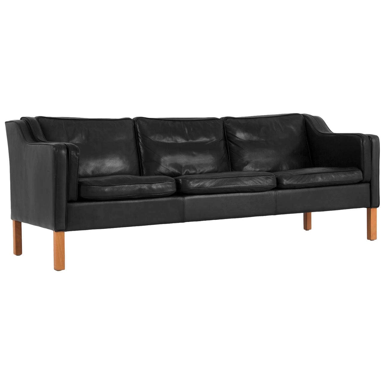 Danish Black Leather Sofa