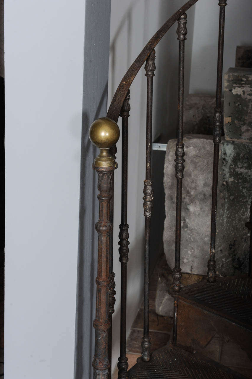 French An Antique Industrial Cast Iron Spiral Staircase