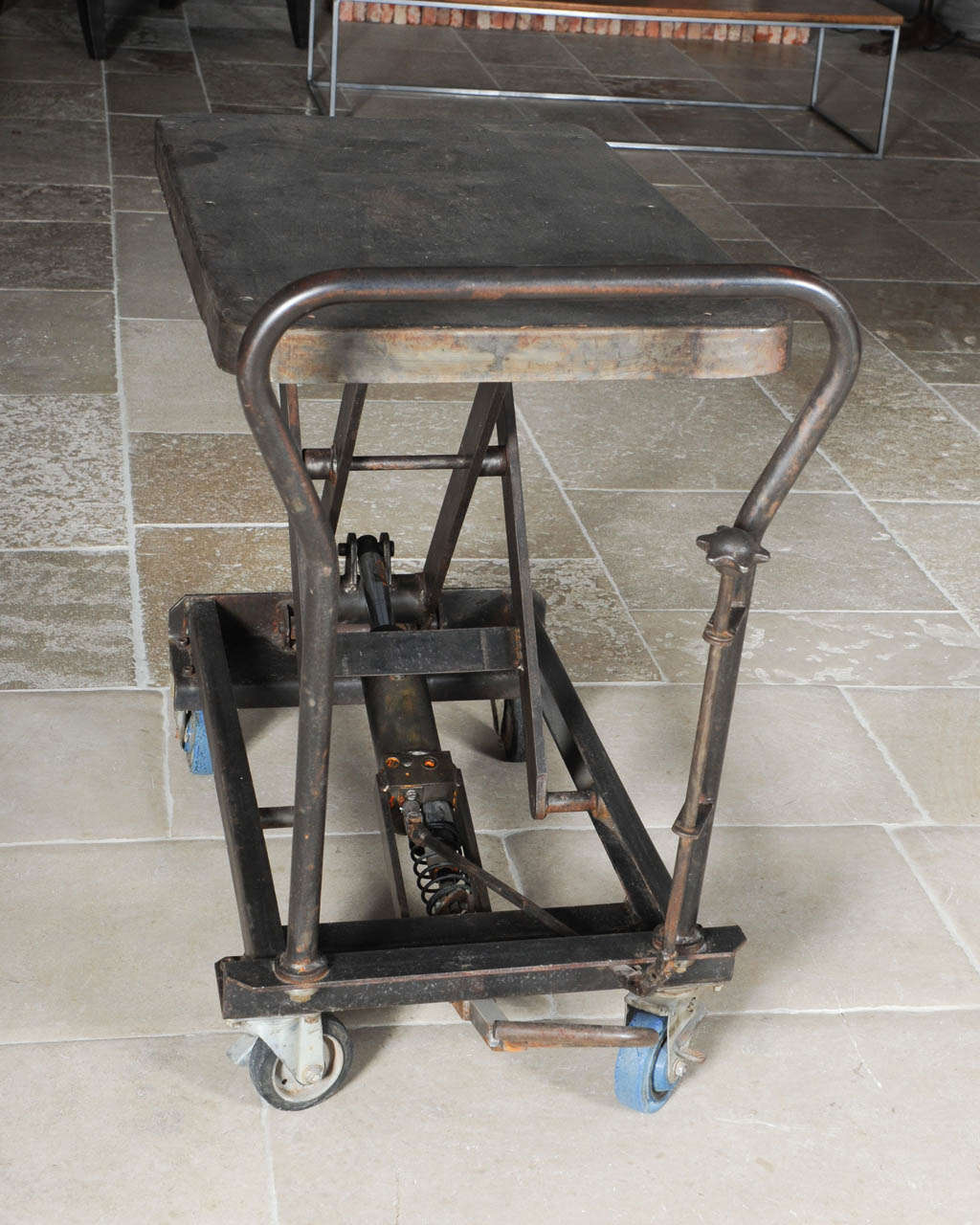Industrial Wrought Iron, Polished Steel Scissor Table 1