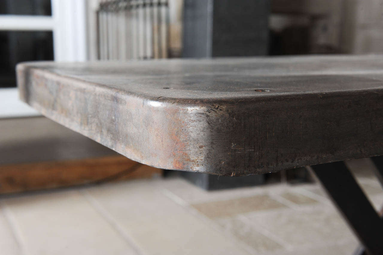 Industrial Wrought Iron, Polished Steel Scissor Table 2