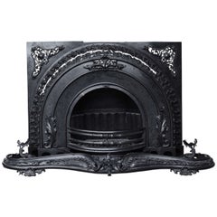 Polished Cast and Wrought Iron Victorian Fireplace, Steampunk Look