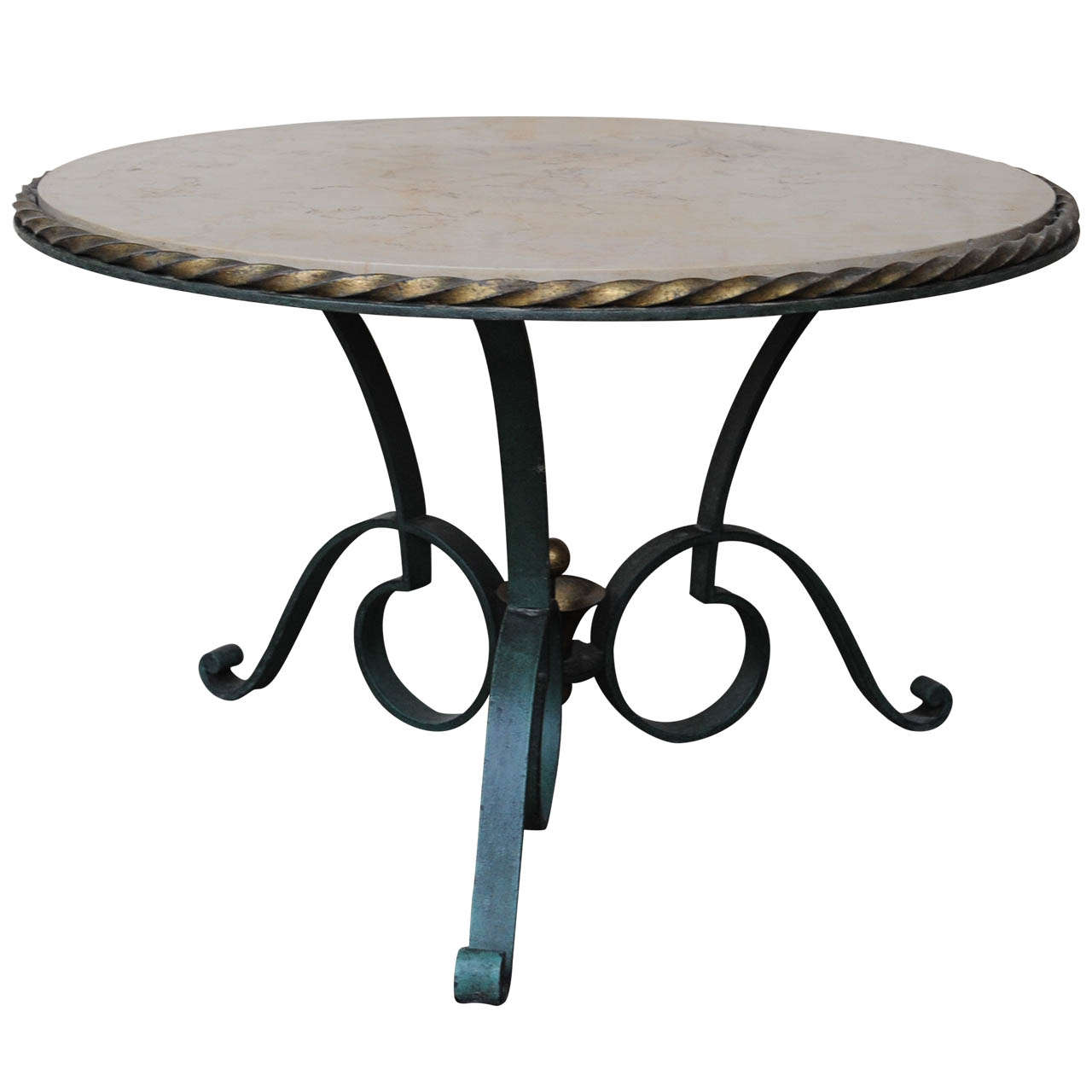 Round Wrought Iron Coffee Table by Robert Merceris