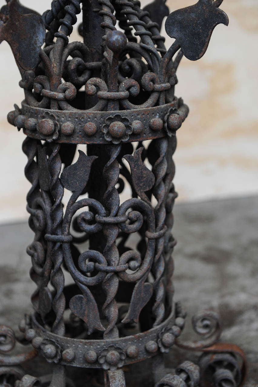 Very Rich Decorated Dutch Wrought Iron Lantern , Late 19th C In Good Condition In Baambrugge, NL