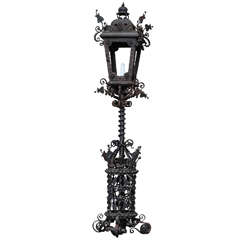 Antique Very Rich Decorated Dutch Wrought Iron Lantern , Late 19th C