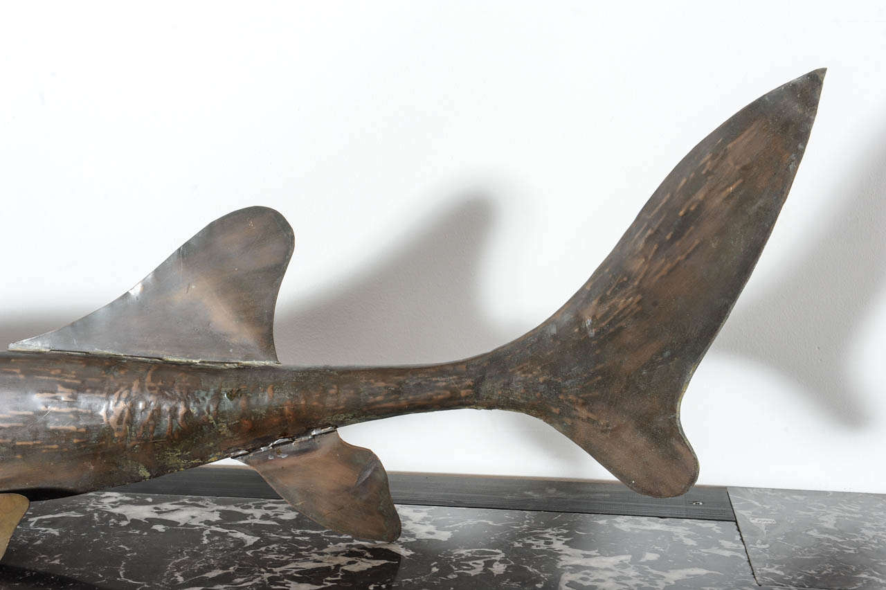 Hand Hammered Copper Wind Vane in Form of Sturgeon In Good Condition In Baambrugge, NL