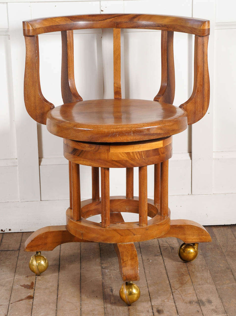 swivel desk chair - of monkey pod wood - on casters