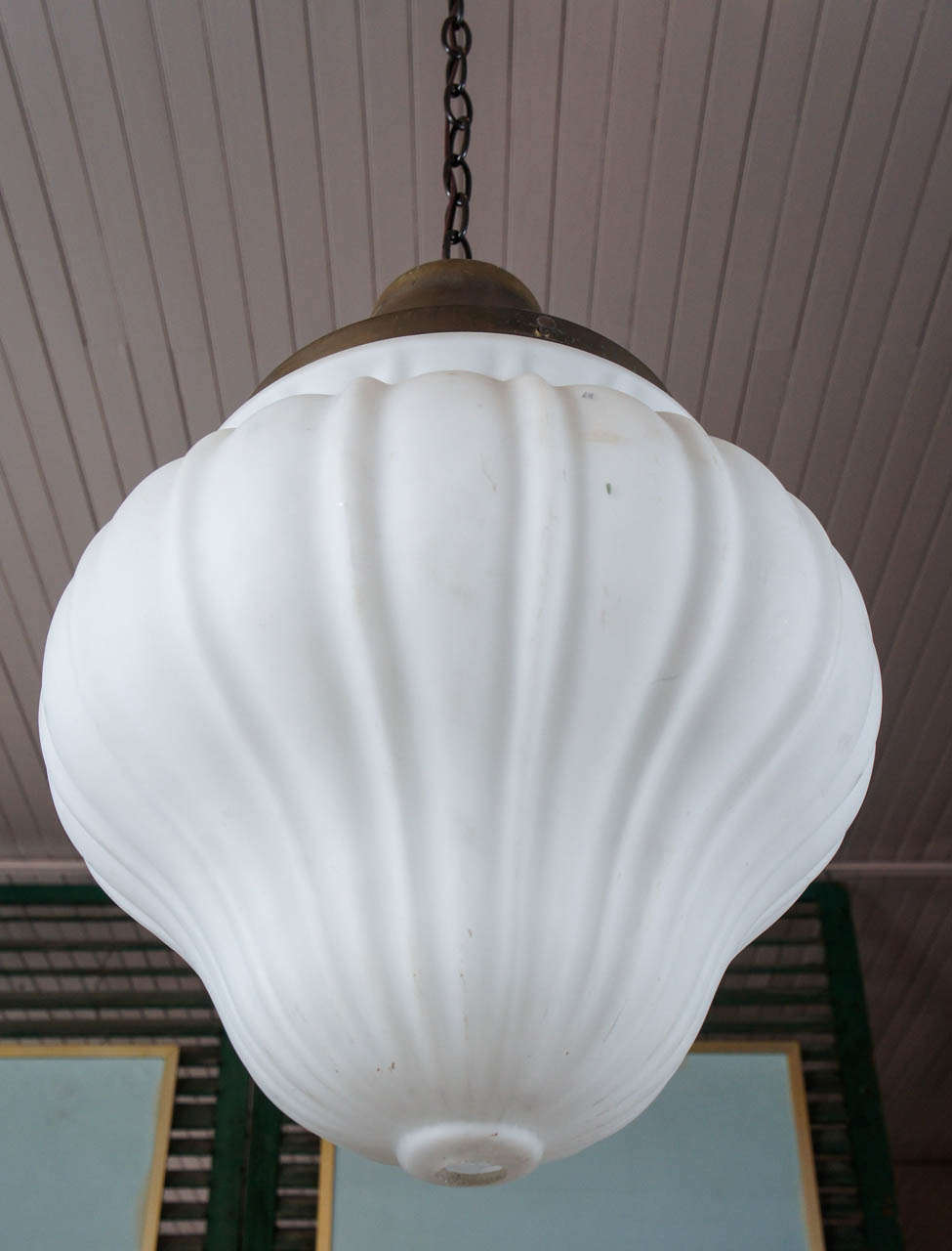Chalk Glass Pendant Light In Excellent Condition In Hudson, NY