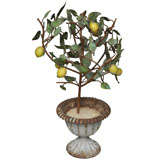 Italian Painted Metal "Lemon Tree", in iron cachepot