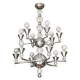 Chrystal and Chrome Chandelier by Jacques Adnet