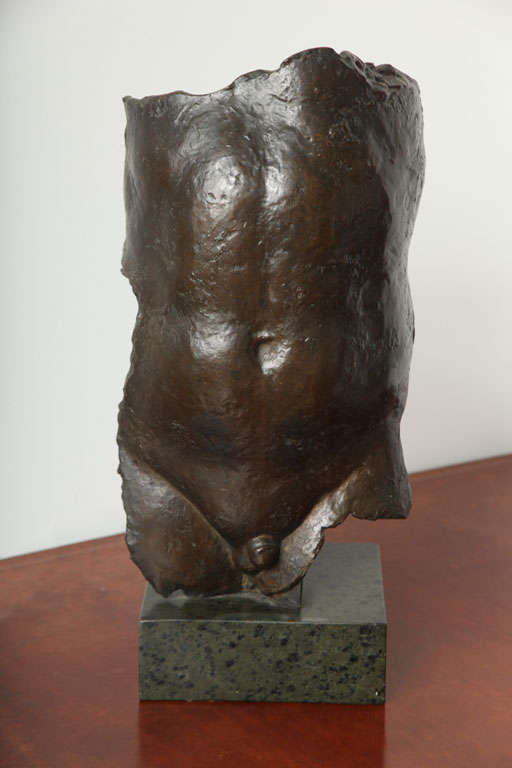 Bronze figure of a male torso. German (Munich), foundry: Priesmann Bauer & Co. Deaccessioned from the Bavarian Art Museum.