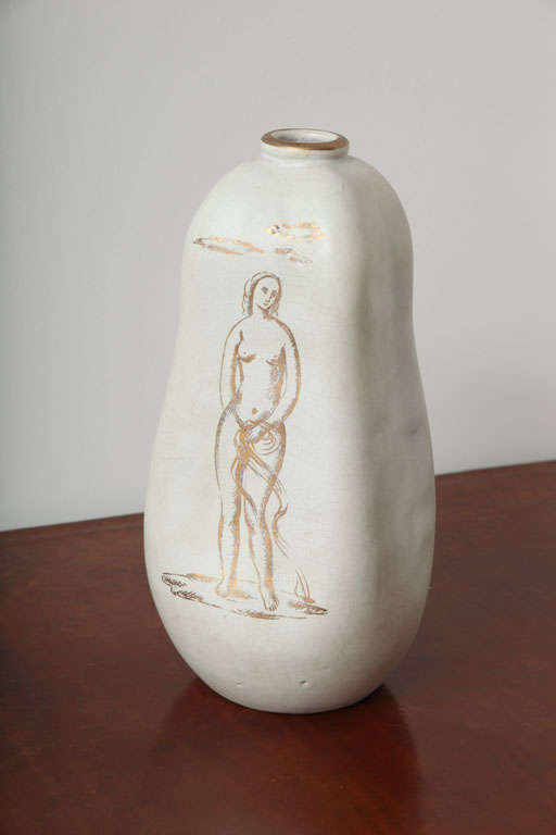 Vase italien en céramique en forme de poire  par Eugenio Pattarino signé 