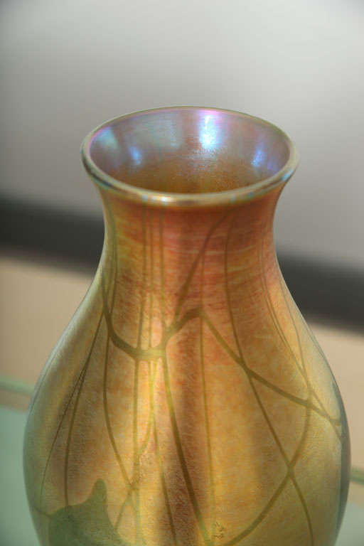 20th Century Tiffany Studios Hearts & Vine Decorated Favrile Vase