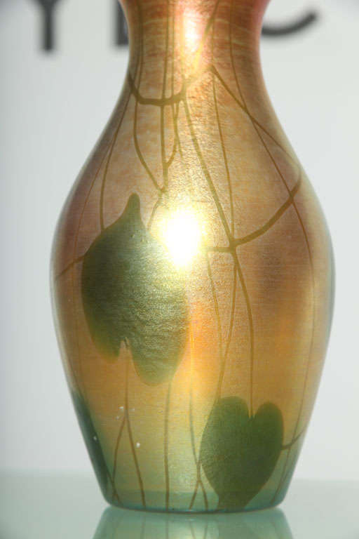 Glass Tiffany Studios Hearts & Vine Decorated Favrile Vase
