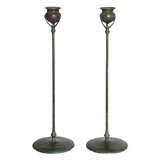 A Pair of ArtNouveau "Puddle" Candlesticks by, Tiffany Studios