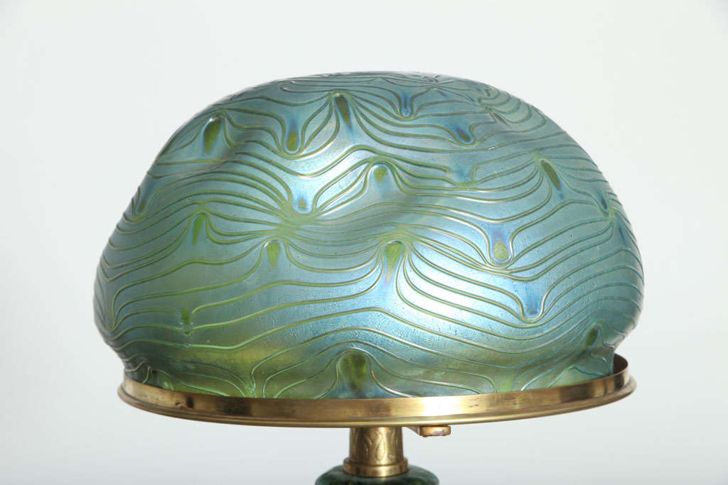 Loetz Art Nouveau Table Lamp by, Leopold Bauer In Excellent Condition In Englewood, NJ