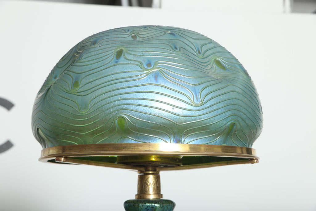 20th Century Loetz Art Nouveau Table Lamp by, Leopold Bauer