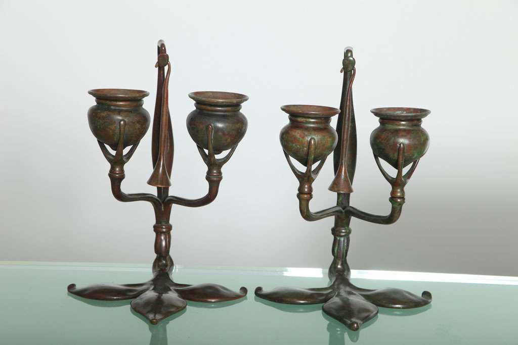tiffany bronze candlesticks