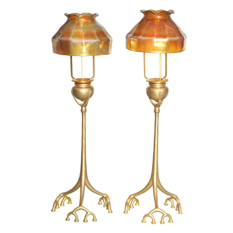 Tiffany Studios Organic Root Candlesticks