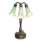 Vintage Tiffany Studios Three Light Shower Lily Desk Lamp